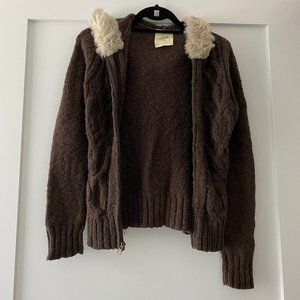 Old Navy knitted zip-up cardigan with hood, small